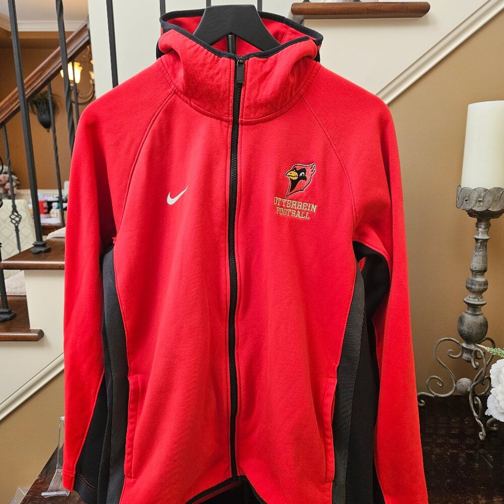 Nike Men's Therma-Fit Full Zip Branded Hoodie, Red/Black, Sz Large